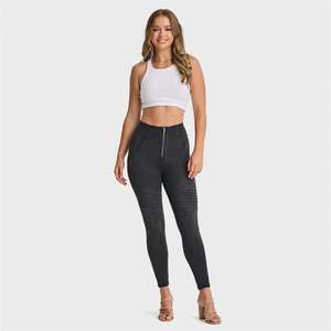 High Waist 7 8 Length: WRUP Biker Denim - Super High Waisted - 7/8 Length - Black + Black Stitching