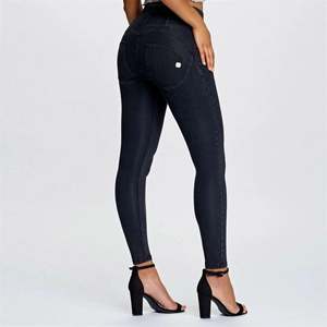WRUP Denim - High Waisted - 7/8 Length - Black + Black Stitching