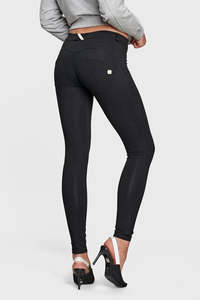 Womens Fashion Booty Shaping Pants: POS - Mid Rise Full Length WRUP Fashion - Black - (WRUP1PRC01E)