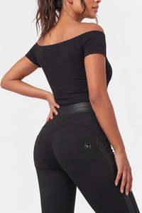 All: WRUP DIWO with Leather Trim - High Waisted - Flare - Black