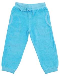 Pants Trousers Leggings: Alaskan Blue/Kikorangi Terry Trousers (3-4 & 11-12 years)