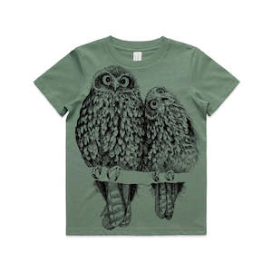 Morepork/Ruru Tee - SAGE (4 - 12 years)