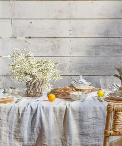 Products: Stripe Linen Tablecloth Pale Blue Large