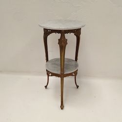 French Furniture: Marble and Bronze French Gueridon Side Table