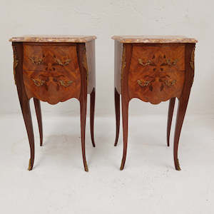 French Furniture: Pair of French Louis XV Style Bedside Tables
