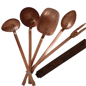 Vintage French Farmhouse Utensils on Rack