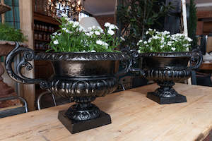 Architectural: Beautiful 19th Century French Cast Iron Urns ~Black