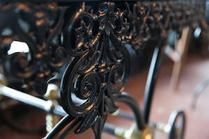 French Furniture: 19th Century French Cast Iron & Brass Butchers Block ~ Marble Top