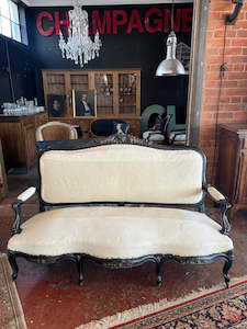 19th Century French Undressed Sofa ~ Red Silk Backing