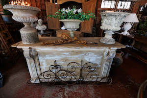 French Distressed White Pine Shop Counter/Kitchen Island
