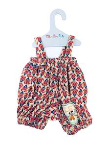 Moulin Roty: Moulin Roty | Cotton Doll Clothes | Red Printed Dungarees | Size: for 30cm tall plush animals and dolls | Age: 0+