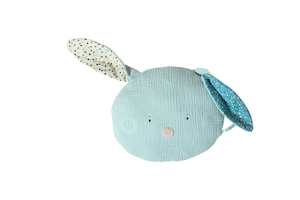 Kids Bedroom And Nursery Essentials: Moulin Roty | 100% Cotton Rabbit Shaped Cushion | Blue | Age: 1Y+