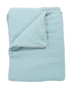 Kids Bedroom And Nursery Essentials: Moulin Roty | 100% Cotton Blanket | Blue | Size: 90cm x 70 cm