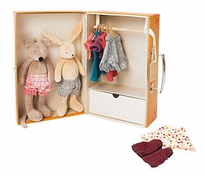 Pretend Play Storytelling Toys: Moulin Roty | Mini Fashion Wardrobe with Sylvain Rabbit & Nini the Mouse | Age: 3Y+
