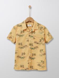 Tops: Cyrillus Paris | Boy's lightweight poplin shirt | 100% Cotton | Peach print | 6-8Y