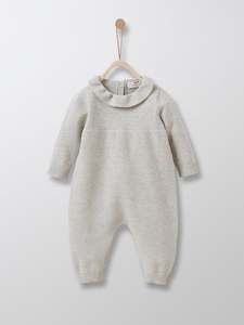 Cyrillus Paris | Jumpsuit with Frill Collar | Cotton + Cashmere | Light Grey | 1M, 3M