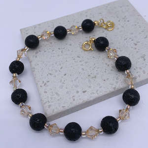 Bracelet: 925 Sterling Silver Bracelet "Liara" (Black Lava)
