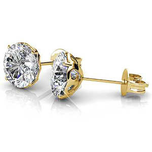 Bridal And Wedding: 18K Gold Crystal Stud Earrings "Aimee"