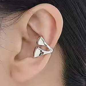 Silver Plain Double Earring Cuff "Eloise"