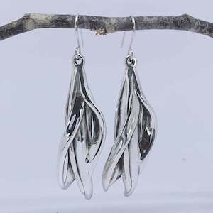 Earrings: Silver Drop Earrings "Kowhai"