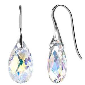 French Hook: 18K White Gold Crystal Drop Earrings "Talisha"