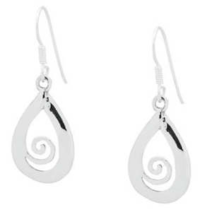 925 Sterling Silver Drop Koru Earrings "Whina"