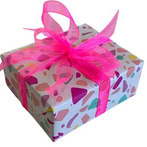 Gift Wrapping: Gift Wrap your Present - Coloured Paper with Bright Pink Ribbon
