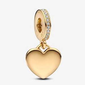 Hearts: 18K Gold Dangle CZ Diamond Heart Charm