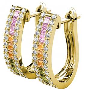 Huggies And Hoops: 18K Gold Crystal Huggie Earrings "Justine"