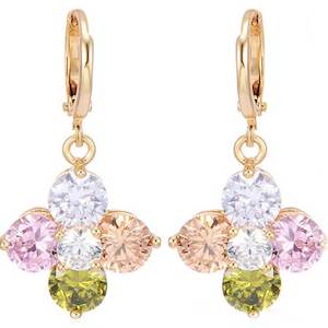 Huggies And Hoops: 18K Gold Earrings CZ Coloured Diamonds "Springtime"