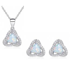 Jewellery Set: 925 Sterling Silver Opal Jewellery Set "Eleanor" (White)