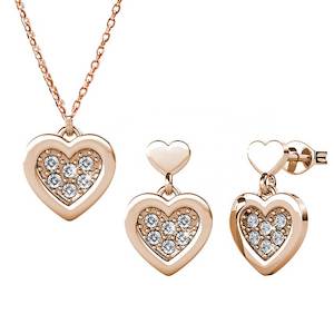 Jewellery Set: Rose Gold Crystal Heart Jewellery Set "Erina"