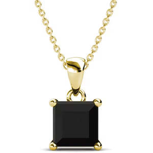 18K Yellow Gold Crystal Necklace "Tipene" (Black)