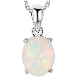 Opals: 925 Sterling Silver Necklace with Opal "Coralie" (White)