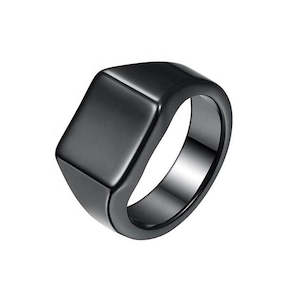 Rings: Plain Black Men's Signet Ring "Anton"