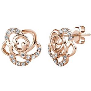 Rose Gold: Rose-Gold Crystal Stud Earrings "Roza"