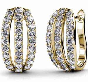 Special Occasions: 18K Gold Crystal Huggie Earrings "Kathleen"