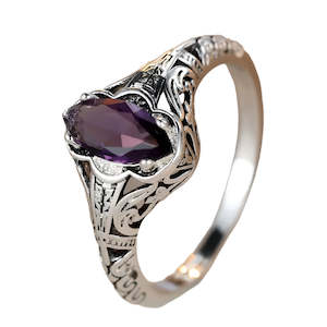 Rings: Silver CZ Diamond Ring "Etta"