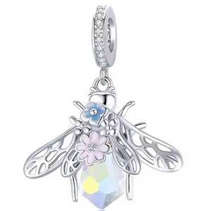Silver: Silver Crystal Flower Bee Charm
