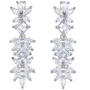 Special Occasions: Silver Crystal Bridal Evening Drop Earrings "Lacey"