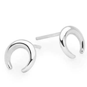 Sale: 925 Sterling Silver Stud Earrings "Crescent"