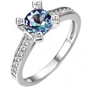 Sale: 18K White Gold Alexandrite Engagement or Dress Ring "Jarelle"
