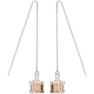 Threaders: 925 Sterling Silver Crystal Threader Earrings "Julie" (Champagne)