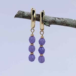 Frenelle Design: 18K Gold Dangle Violet Earrings "Fialova"