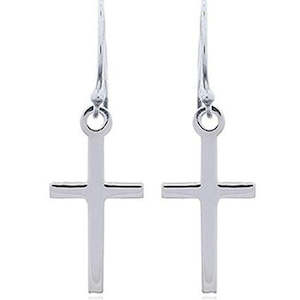 Religious: 925 Sterling Silver Cross Earrings "Rita"