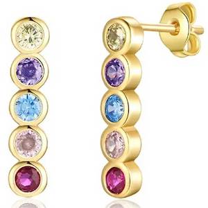 14K Gold Drop Crystal Earrings "Rio"