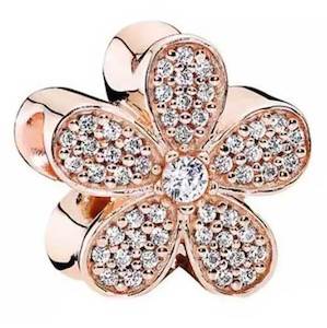 Rose Gold Only: Rose-Gold CZ Diamond Flower Charm