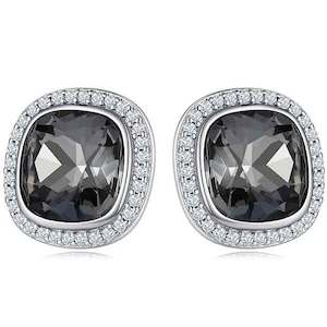 Black: Silver Black Crystal Stud Earring "Lyselle"
