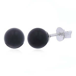 Black: 925 Sterling Silver Black Agate Stud Earrings "Mayley"