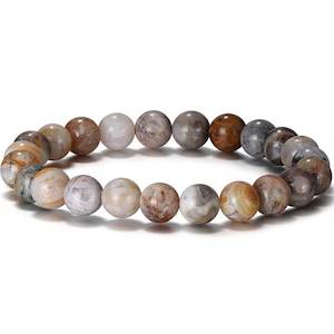 Yellow Peach Orange: Stretch Bracelet with 8mm round gemstones "Mala" (Botswana Agate)